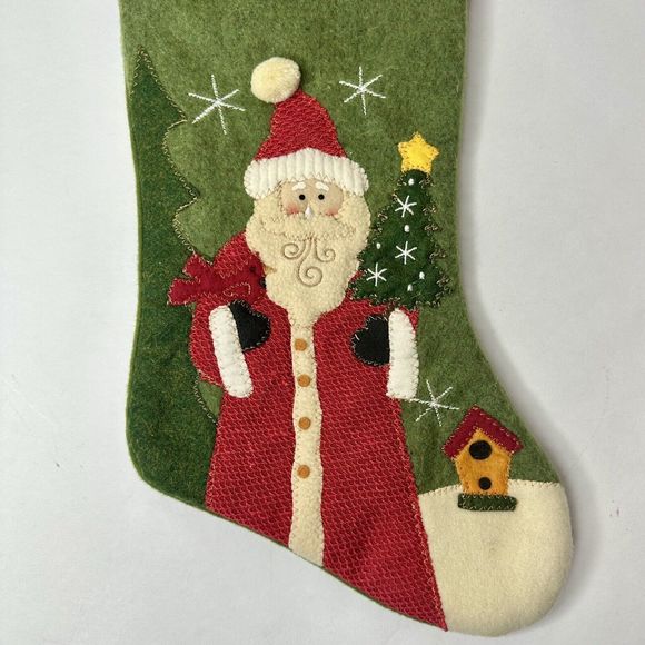 Merry Christmas Santa Stocking Rustic Country Bird House Christmas Tree - Picture 3 of 4